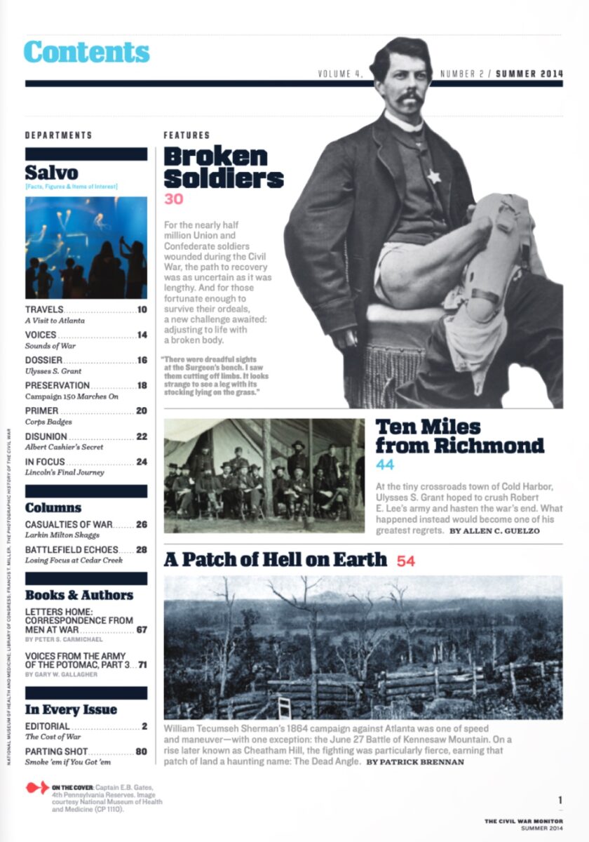 Summer 2014 issue of The Civil War Monitor Table of Contents