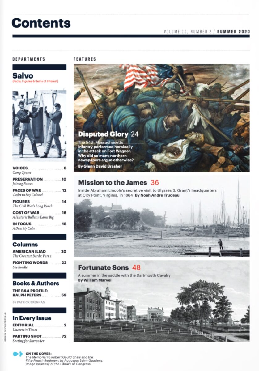 Summer 2020 issue of The Civil War Monitor Table of Contents