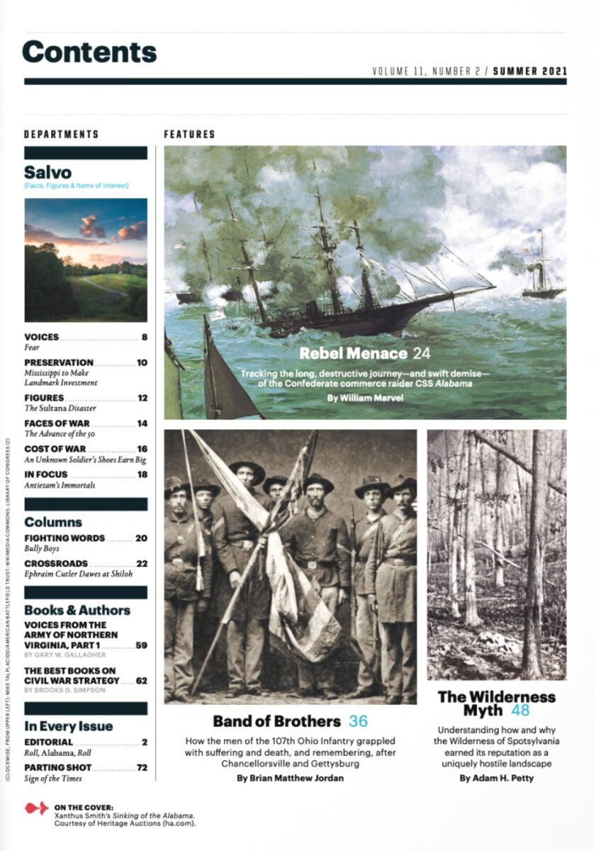 Summer 2021 issue of The Civil War Monitor Table of Contents