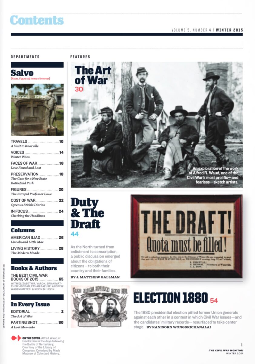 Winter 2015 issue of The Civil War Monitor Table of Contents