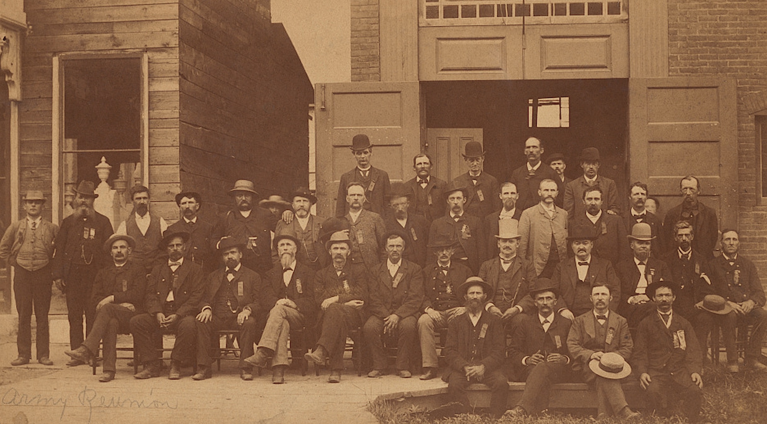 Veterans of the 21st New York Cavalry gather in Ithaca, New York, in the 1880s.