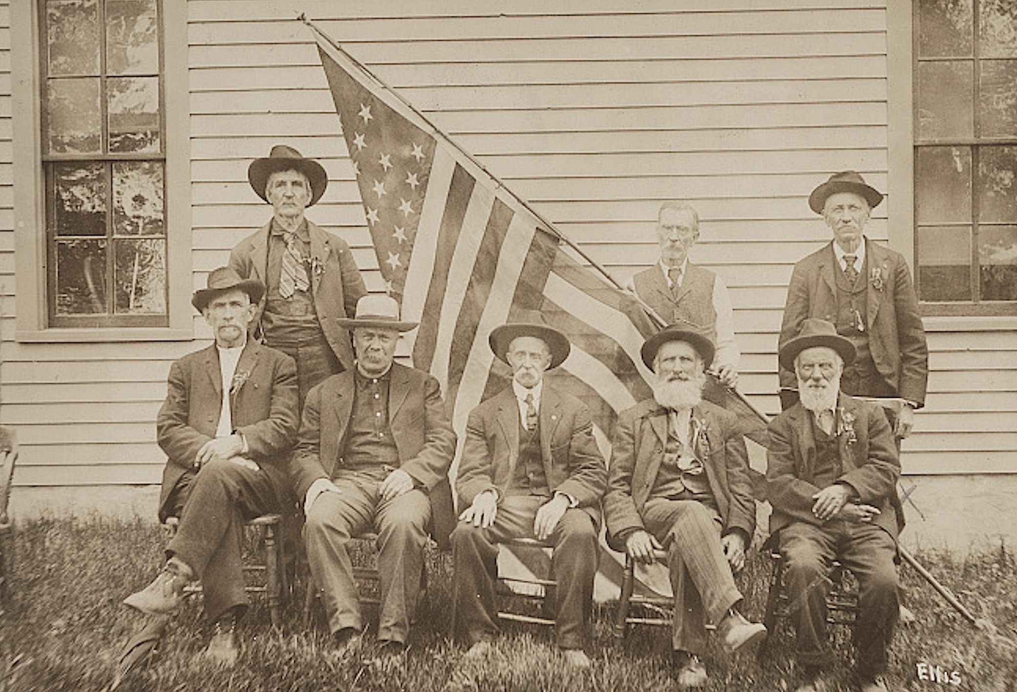 A reunion of veterans of Company M, 5th Michigan Cavalry, sometime between 1890 and 1910.