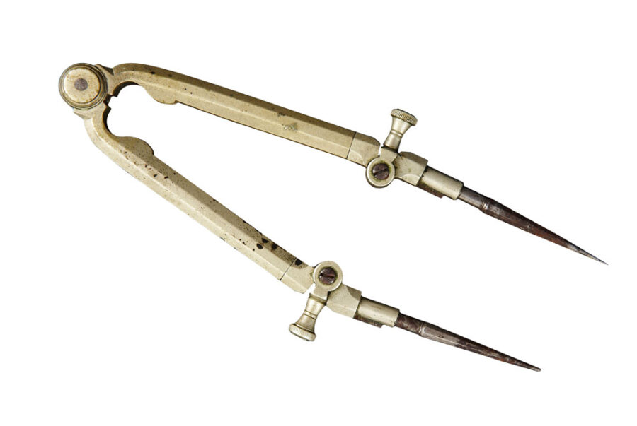 Folding brass dividers once owned by Abraham Lincoln.