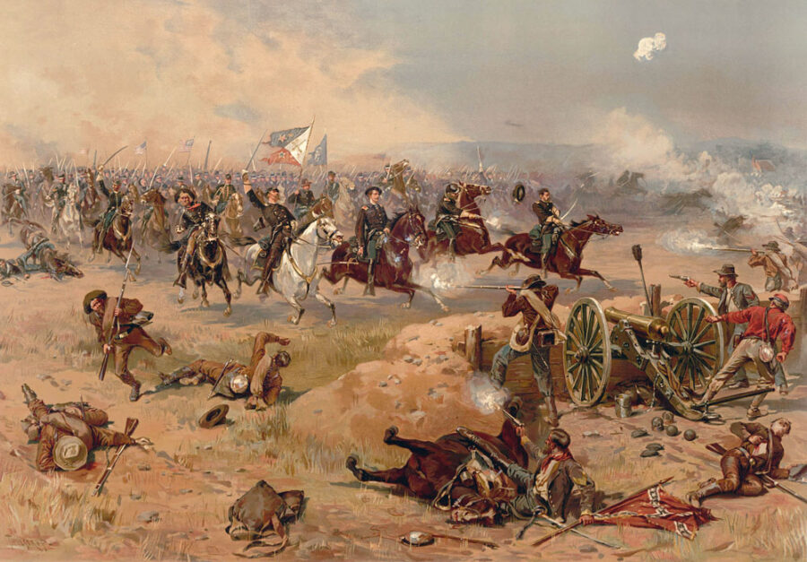 Watercolor painting by Thure De Thulstrup of the Third Battle of Winchester.